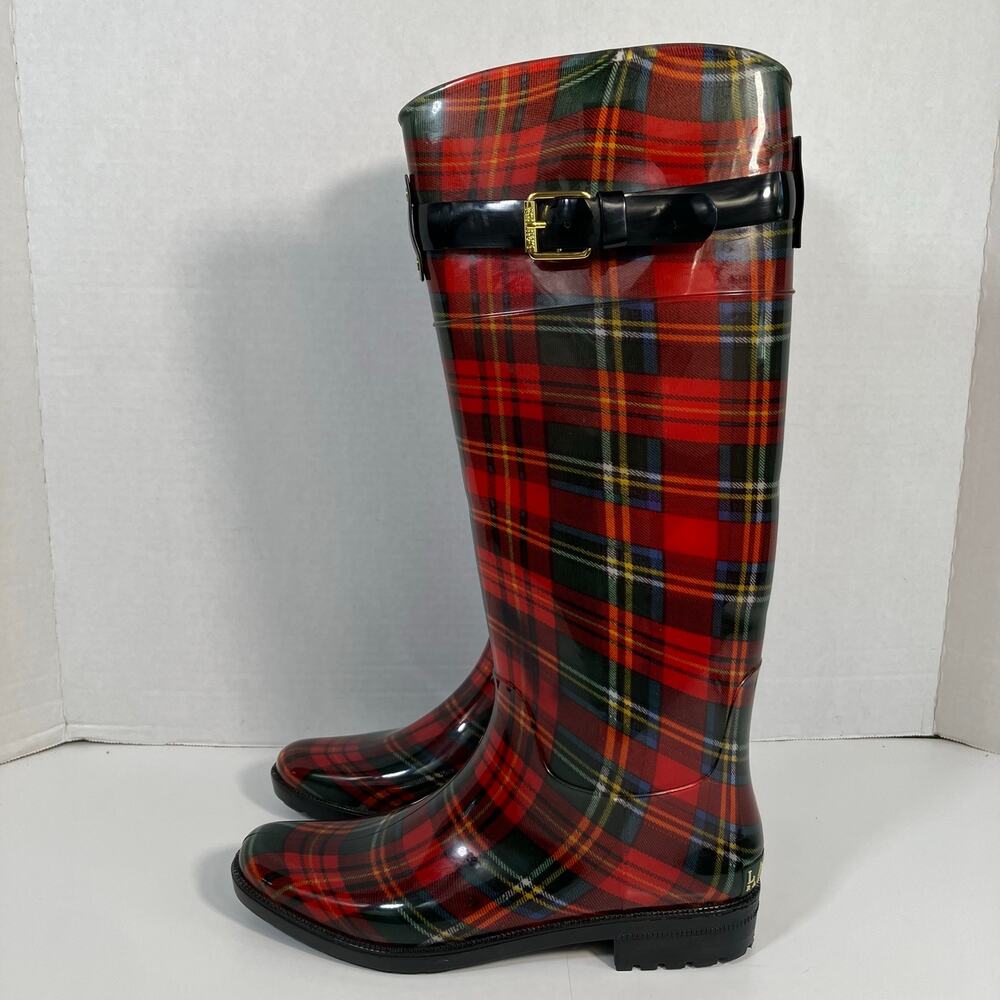Lauren Ralph Lauren Rossalyn ll Tartan Plaid Rain Boots Preppy Heritage